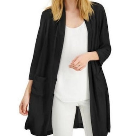 Cardigan Femme Alfani Noir Taille L - Ouvert Devant, Matière Viscose/Polyester, Occasion Très Bon état